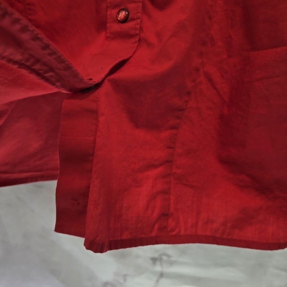 Vintage Western Shirt Women Medium Red Pearl Snap Button Rocky Mountain Rockies - Picture 9 of 11